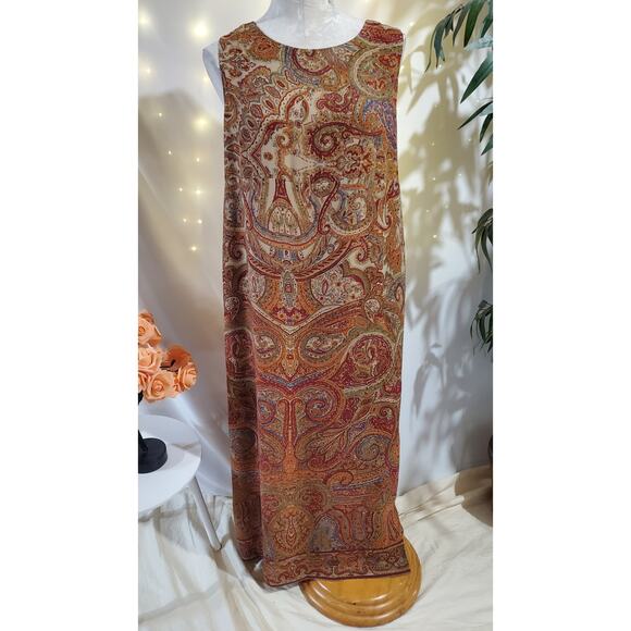Vtg 90s Cynthia Howie for Maggie Boutique Boho Paisley Maxi Dress Size 12 Hippie - Picture 1 of 12